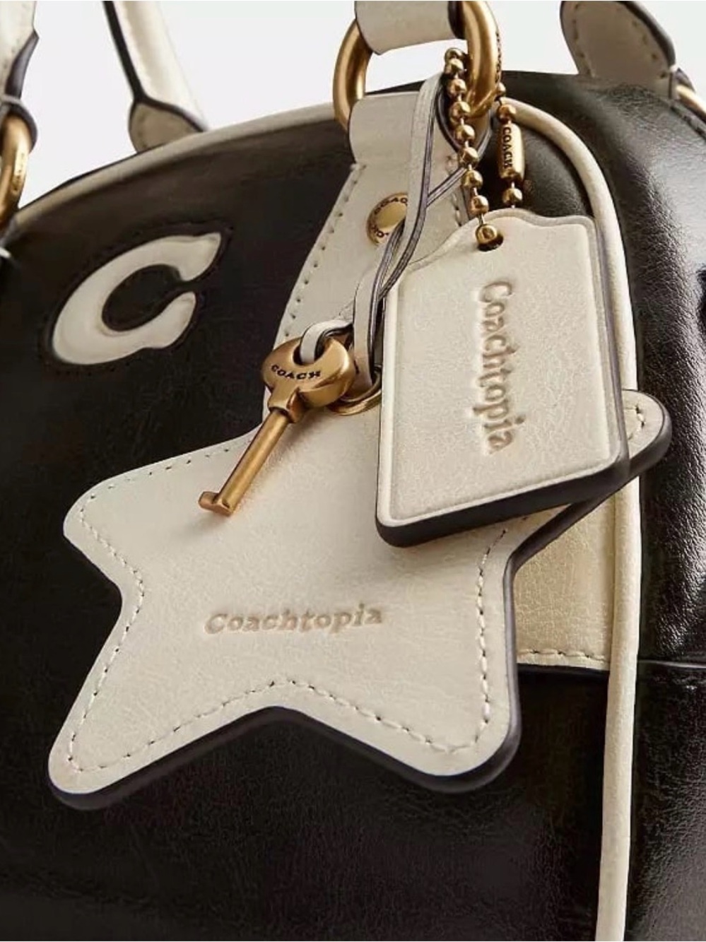 Coach Coachtopia Bowling Top Handle Bag in Black & White Upcrafted Leather NWT - Picture 5 of 11